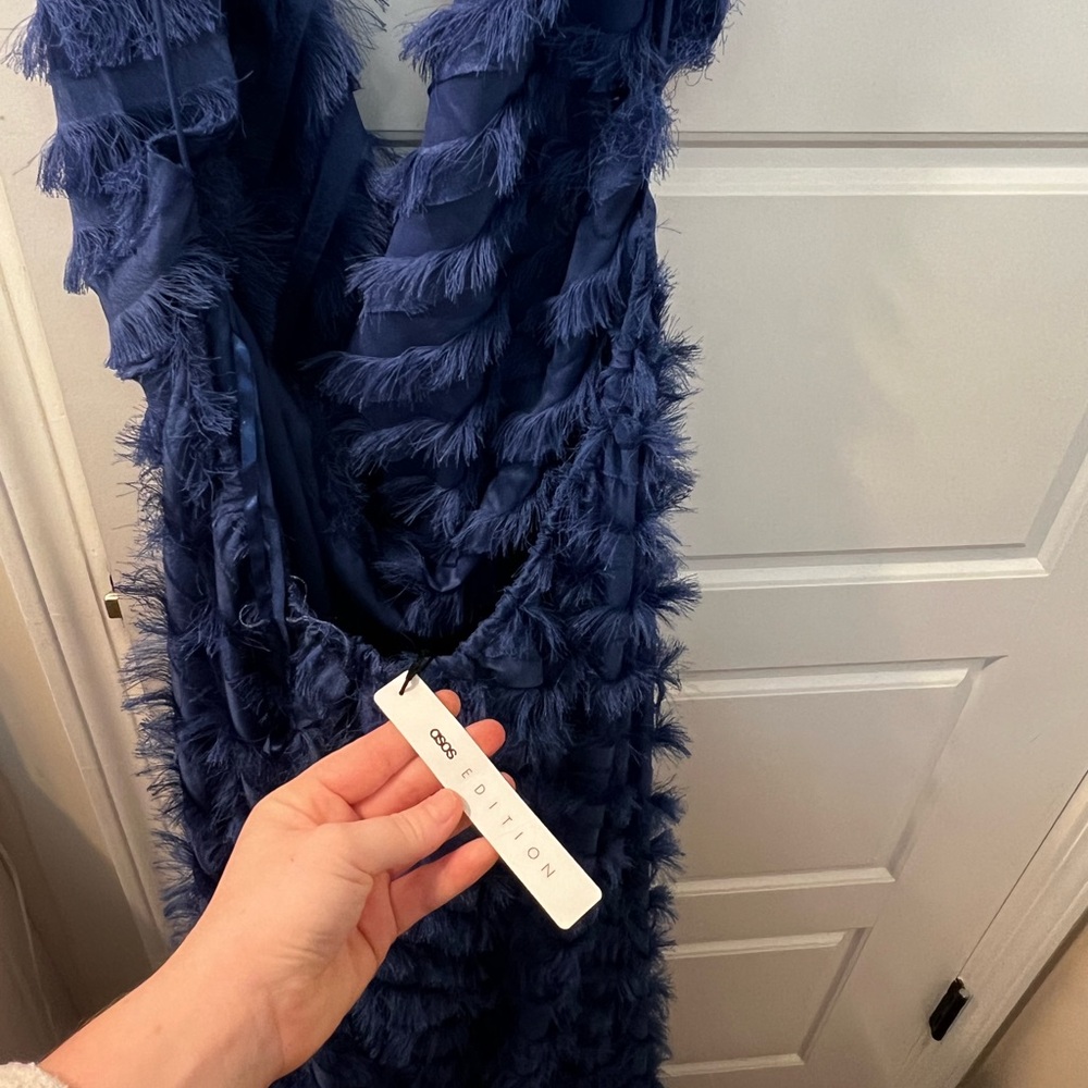 ASOS Blue Ruffled Halter Maxi Gown - Picture 5 of 5